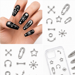 CHARMS METÁLICOS PREMIUM PARA NAIL ART – SET DE 12 DISEÑOS