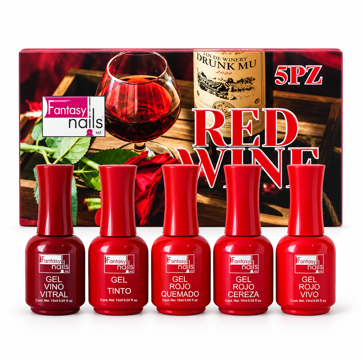 KIT RED WINE 5 PIEZAS – FANTASY NAILS